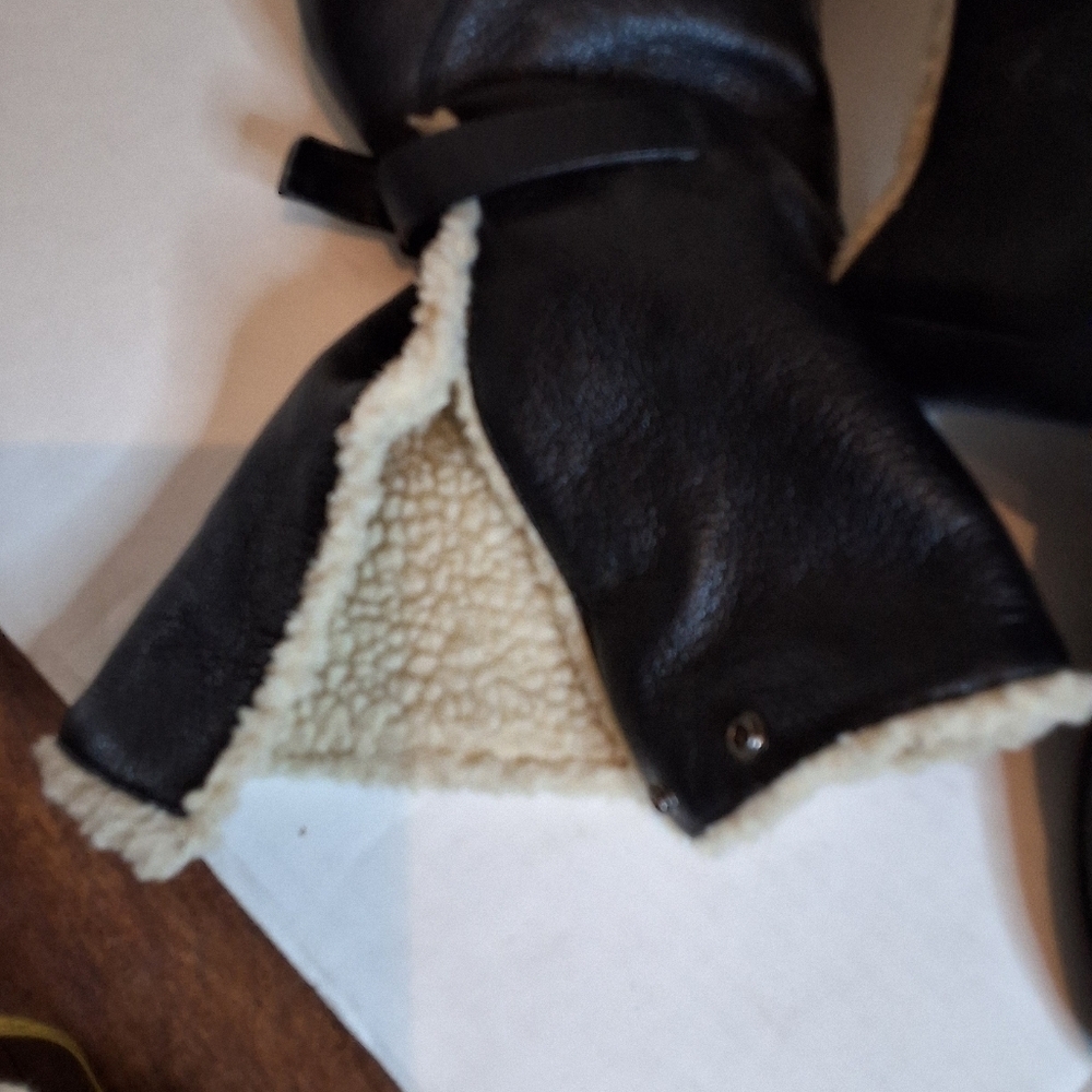 Tommy Girl  Black Pebbled Leather Fleece Lined  Knee High Boots 8 - Picture 5 of 15